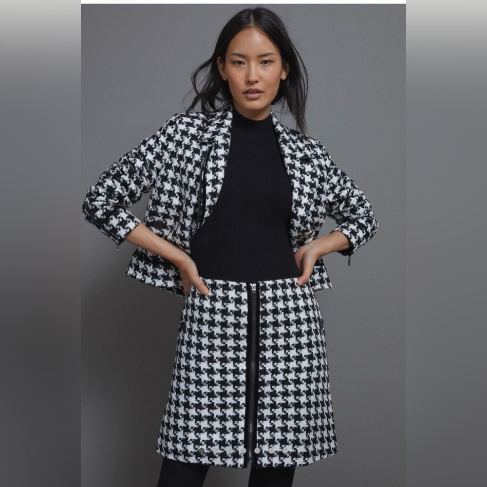by Anthropologie Evira Houndstooth Shine Mini Skirt
